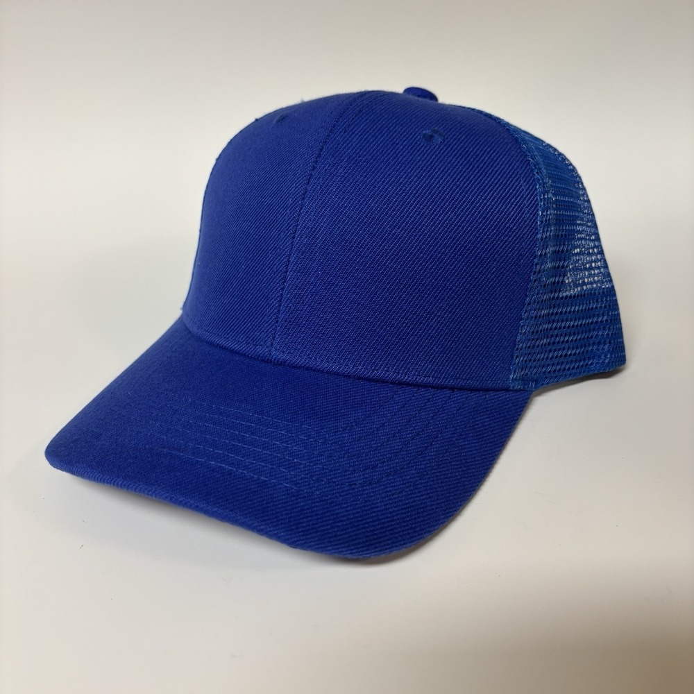 Qty 5 Royal Blue Baseball Cap Hat‎ Blanks Mesh Trucker Wool Blend SnapBack